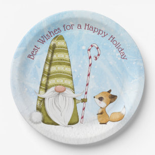 Assiettes En Carton Gnome et Fox Meilleurs voeux Happy Holiday Custom
