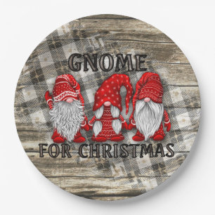 Assiettes En Carton Gnome Pour Noël Plaid Rustic Country Farmhouse
