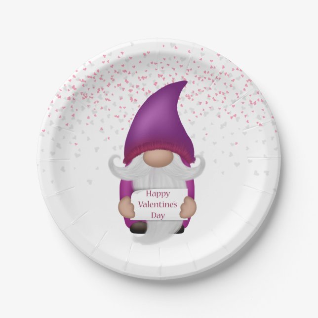 Assiettes En Carton Gnome Purple Heart Valentine (Devant)