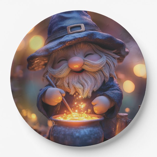 Assiettes En Carton Gnome souriant Stirring Magic Pot (Devant)