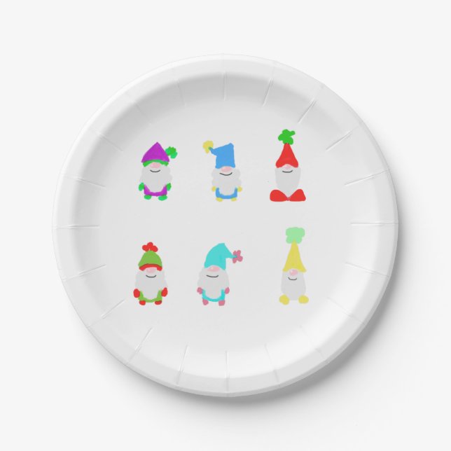 Assiettes En Carton Gnomes (Devant)