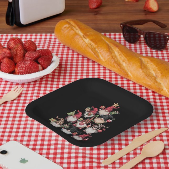 Assiettes En Carton Gnomes Arbre de Noël Drôle Noël Fêtes de Noël (Pique-nique)