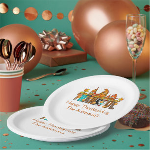 Assiettes En Carton Gnomes reconnaissants automne Action de grâce citr