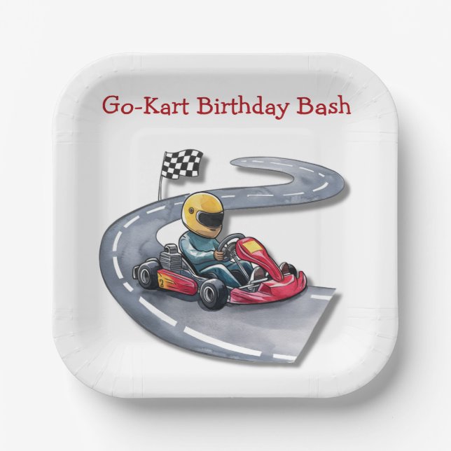 Assiettes En Carton Go-Kart Anniversaire Bash (Recto)