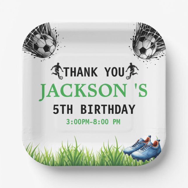 Assiettes En Carton Goal! Soccer 5e anniversaire fête (Recto)