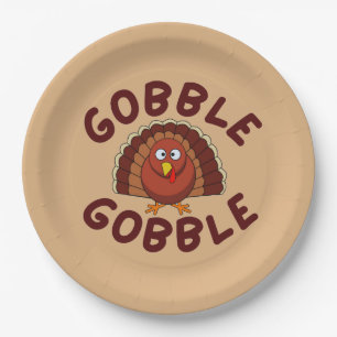 Assiettes En Carton Gobble Gobble Action de grâce
