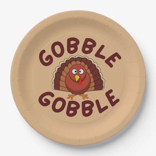 Assiettes En Carton Gobble Gobble Thanksgiving  (Devant)