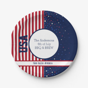 Assiettes En Carton God Bless America USA Independence 4 juillet