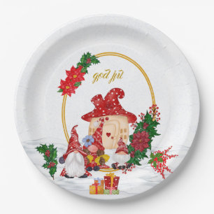 Assiettes En Carton God Jul Swedish Gnomes Red Family