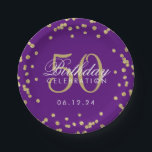 Assiettes En Carton Gold 50th Birthday Parties scintillant Confetti Pu<br><div class="desc">Elégant 50e anniversaire Gold Faux Parties scintillant Confetti Confetti Confetti Conception violette.</div>