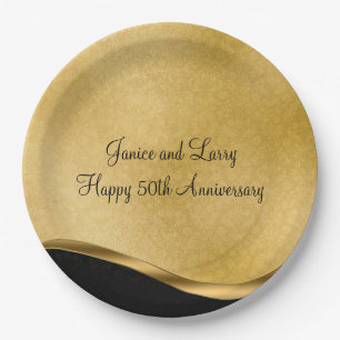 Assiettes En Carton Gold 50th Wedding Anniversary