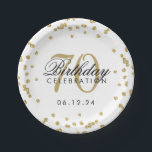Assiettes En Carton Gold 70th Birthday Parties scintillant Confetti Wh<br><div class="desc">Elégant 70e anniversaire Gold Faux Parties scintillant Confetti White design.</div>