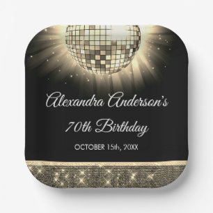 Assiettes En Carton Gold 70th Birthday Party 70's Disco Ball