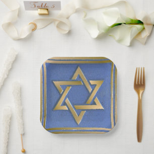 Assiettes En Carton Gold Blue Star de David Art Panel