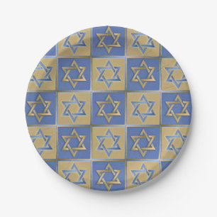 Assiettes En Carton Gold Blue Star de David Art Panels
