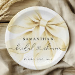 Assiettes En Carton Gold Bow Bridal Shower<br><div class="desc">Serve your treats in style with these Gold Bow Bridal Shower Paper Plates. Featuring a delicate hand-painted golden ribbon and elegant typography,  they’re perfect for adding a refined touch to your bridal shower table setting.</div>