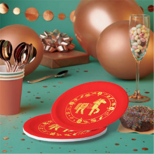 Assiettes En Carton Gold Chinese nouvelle année 2026