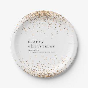 Assiettes En Carton Gold Confetti Nom de la Parties scintillant Joyeux