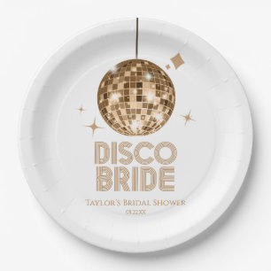 Assiettes En Carton Gold Disco Ball Disco Bride Fête des mariées