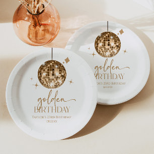 Assiettes En Carton Gold Disco Ball Golden Anniversaire