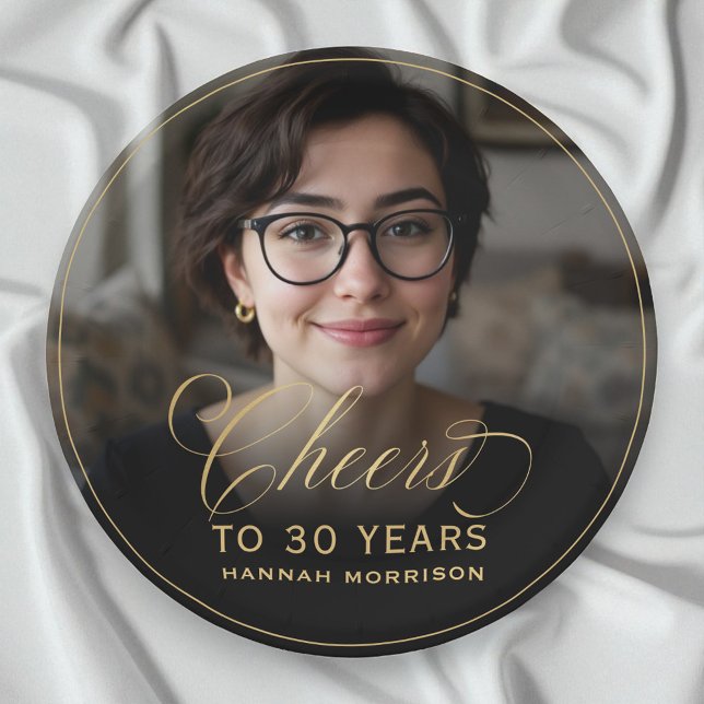 Assiettes En Carton Gold encourage à 30 ans Photo personnalisée Annive (Créateur téléchargé)