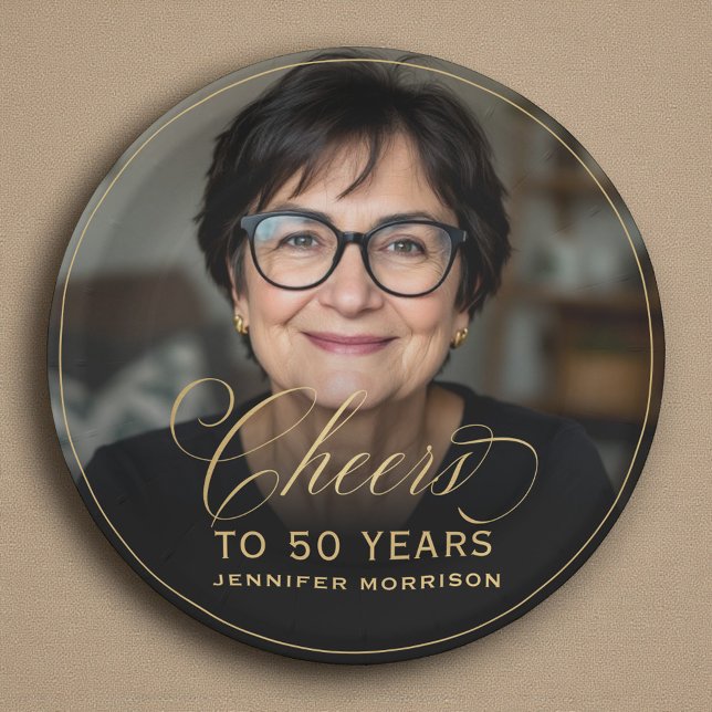 Assiettes En Carton Gold encourage à 50 ans Photo personnalisée Annive (Créateur téléchargé)