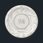 Assiettes En Carton Gold Floral Feuille Rustic Wedding Réception<br><div class="desc">Plaques d'accueil de mariage rustique Feuille Gold Floral. Customisez avec tout texte. Des éléments correspondants sont disponibles.</div>