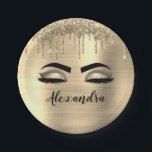 Assiettes En Carton Gold Glitter Sparkle Eyelashes Monogram<br><div class="desc">Gold Faux Foil Parties scintillant d'étincelle métallique broyée Monogramme de métal brossé Nom et cils initiaux (cils),  Extensions d'éyélash et plaques de papier d'yeux. Le design fait le cadeau parfait pour 16 ans,  mariage,  douche nuptiale,  anniversaire,  baby shower ou bachelorette pour quelqu'un à la recherche d'un style cool tendance.</div>