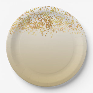 Assiettes En Carton Gold Glitzy Confetti Ombre