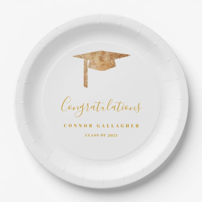 Assiettes En Carton Gold Graduation Party (Devant)