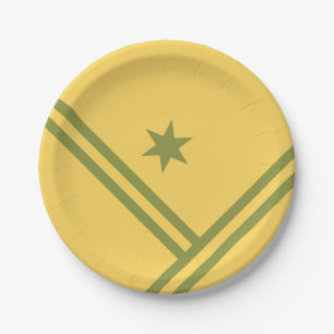 Assiettes En Carton Gold Green Diagonal Stripes Star Modern Graphisme