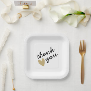 Assiettes En Carton Gold Heart Simple Sincere Merci