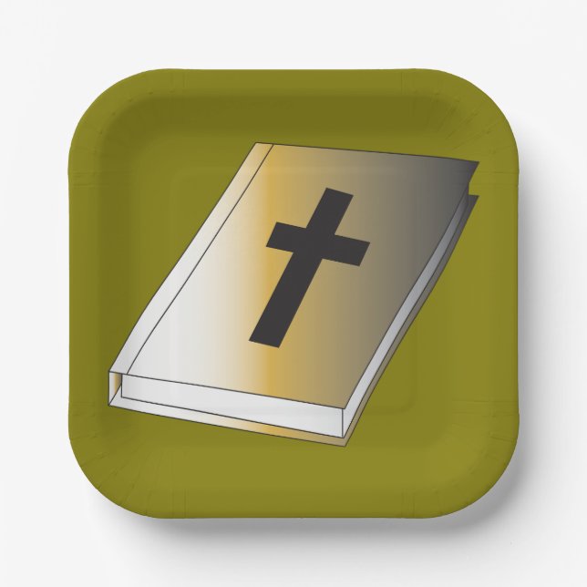 Assiettes En Carton Gold Holy Bible with Black Cross Religious (Recto)