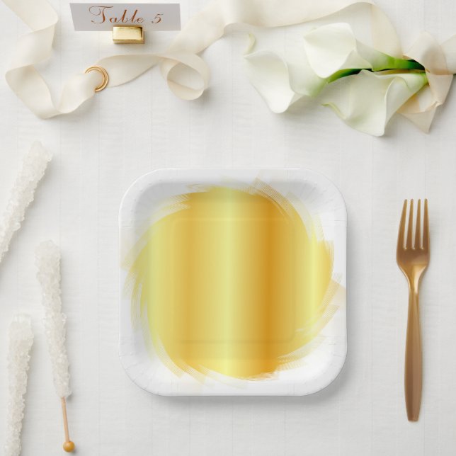 Assiettes En Carton Gold Look tendance élégante Modèle glamour (Mariage)