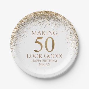 Assiettes En Carton Gold Parties scintillant 50e fête d'anniversaire