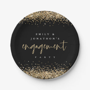 Assiettes En Carton Gold Parties scintillant Bordures Noms Engagement
