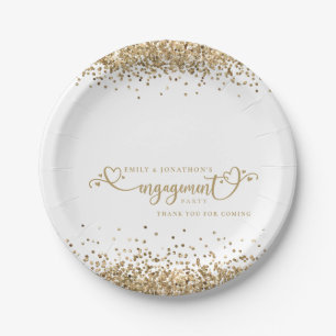 Assiettes En Carton Gold Parties scintillant Coeur de script Noms de F