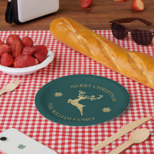 Assiettes En Carton Gold Parties scintillant Reindeer Joyeux Noël fête
