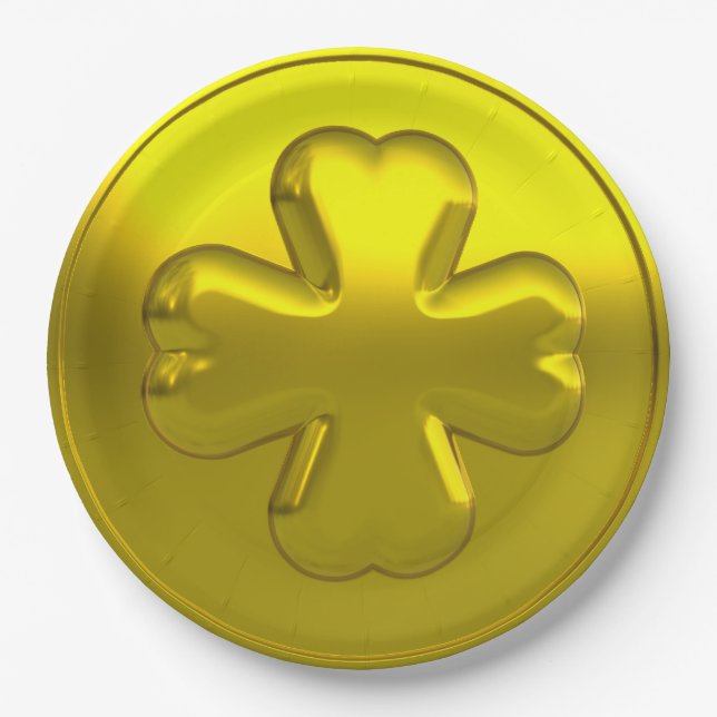 Assiettes En Carton Gold Shamrock Coin Luxury for St. Patrick’s Day (Devant)