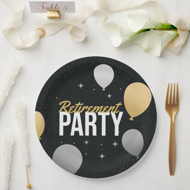 Assiettes En Carton Golden Balloon Send‑Off Plate (Mariage)