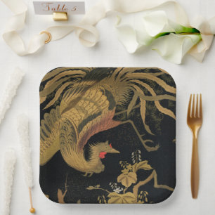 Assiettes En Carton Golden Bird Classic japonais Antique