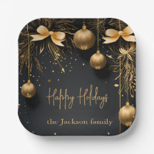 Golden Christmas Elegance - Plaque personnalisable