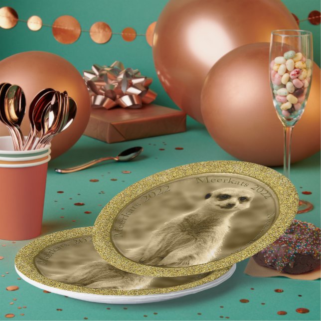 Assiettes En Carton Golden Meerkat 2022 Pièce, Plaques en papier (Multi)