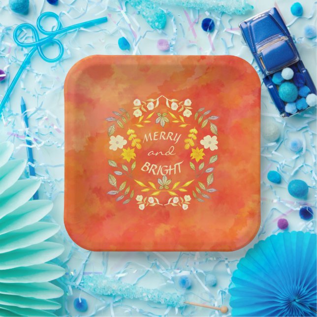 Assiettes En Carton GOLDEN MERRY ET BRIGHT personnalisé (Fête)