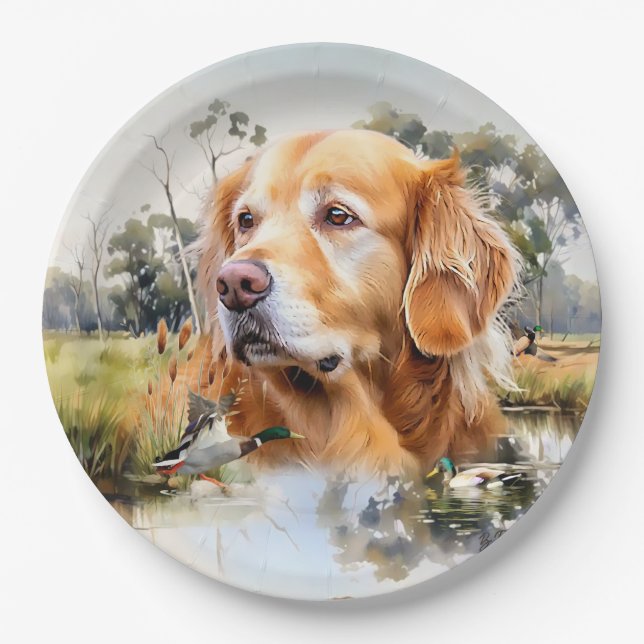 Assiettes En Carton Golden Retriever (Devant)