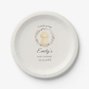 Assiettes En Carton Golden Retriever Baby Shower Aquarelle Fleur Sauva