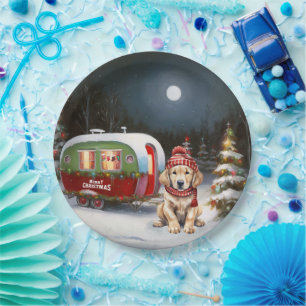 Assiettes En Carton Golden Retriever Caravan Christmas Adventure