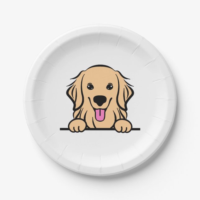 Assiettes En Carton Golden Retriever Chien (Devant)