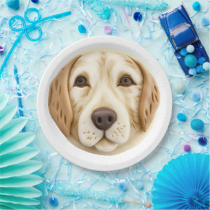 Assiettes En Carton Golden Retriever Chien 3D inspiré