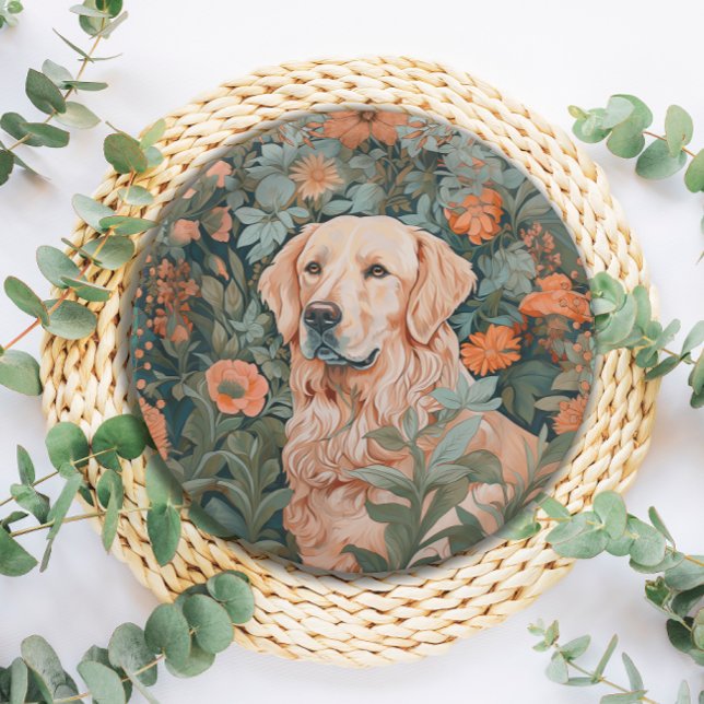 Assiettes En Carton Golden Retriever dans le style de William Morris (Créateur téléchargé)